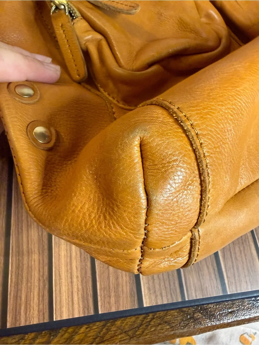 J.Crew Vintage 2010 Cognac Leather Large Utility Tote Bag 26082